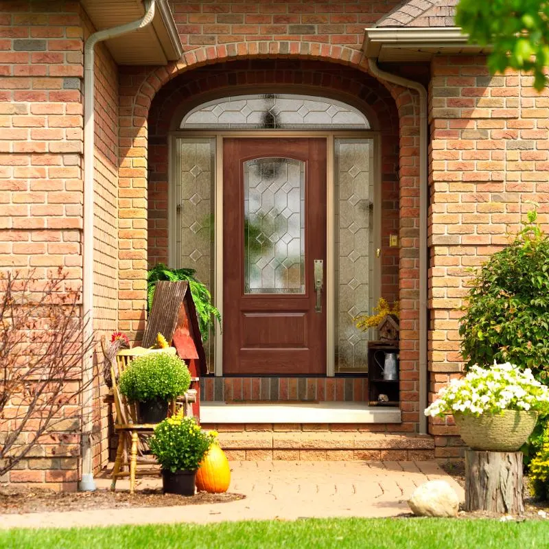 ProVia fiberglass entry door with decorative glass